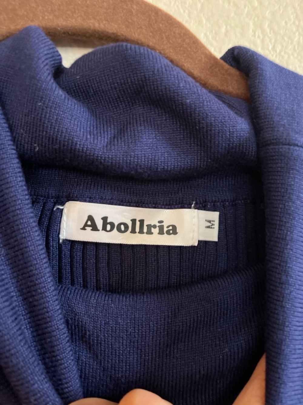 Abollria Navy Ribbed Turtleneck cotton Sweater Dress - Picture 2 of 5